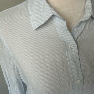 Baby blue and white pinstripe button down